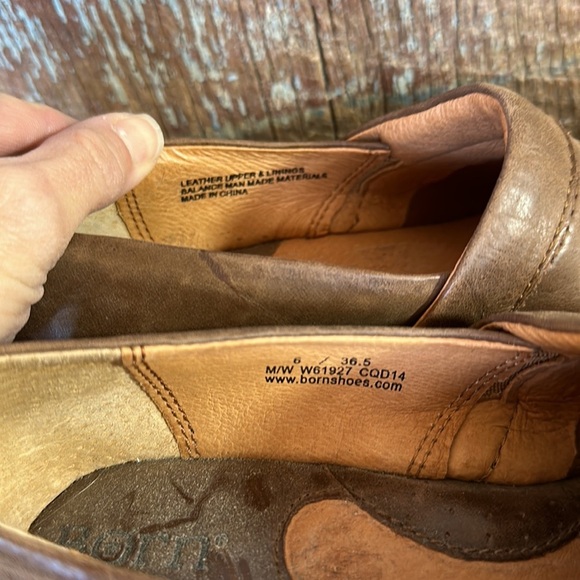 Born Brown Leather Heeled Clog Size 6 - Picture 2 of 6